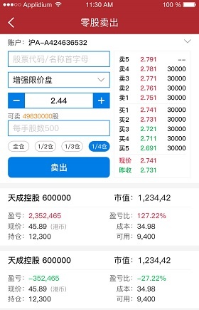零股卖出示意图