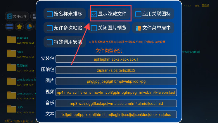 隐藏文件显示设置